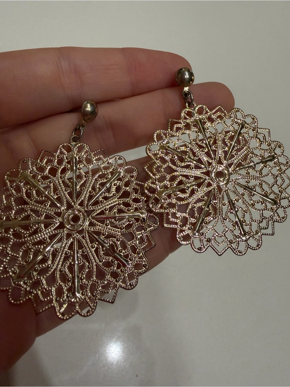 Gold-Tone Filigree Dangle Drop Sunburst Earrings